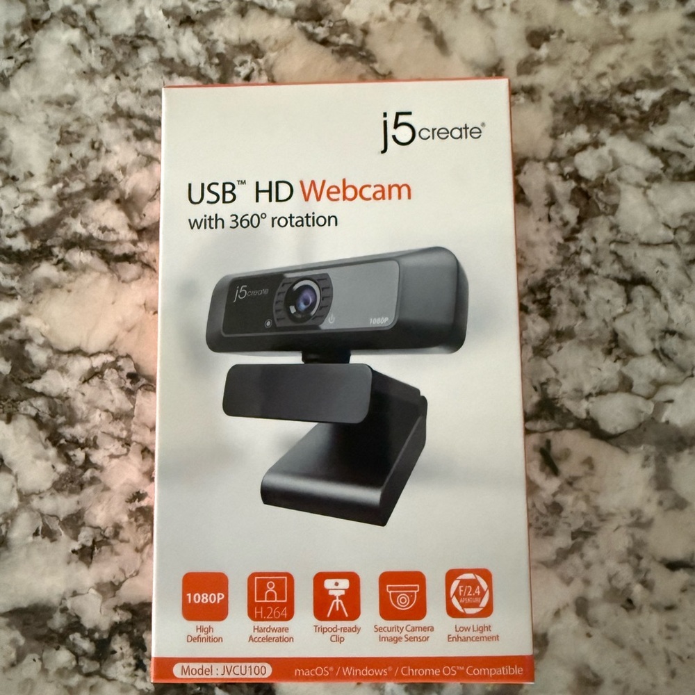 NEW! USB HD Webcam with 360° Rotation - Black